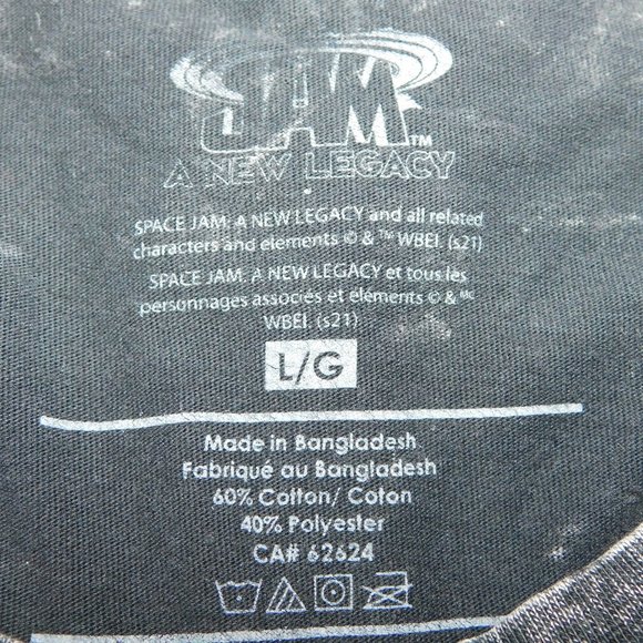 Space Jam A New Legacy Looney Tunes Black Acid Wash T Shirt Mens L - Picture 2 of 7
